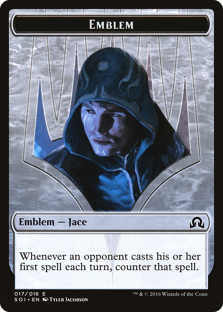 Emblem - Jace, Unraveler of Secrets (SOI-017) - Shadows over Innistrad Tokens