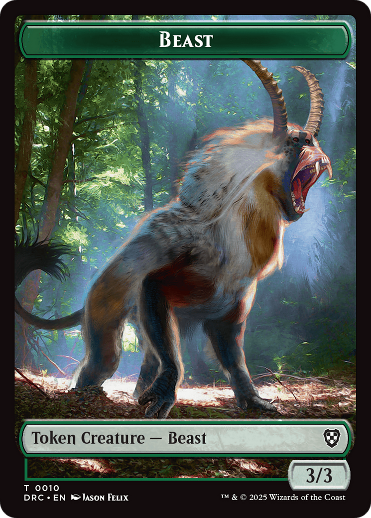 Beast (0010) // Beast (0011) Double-Sided Token (DRC-10 // 11) - Commander: Aetherdrift Foil