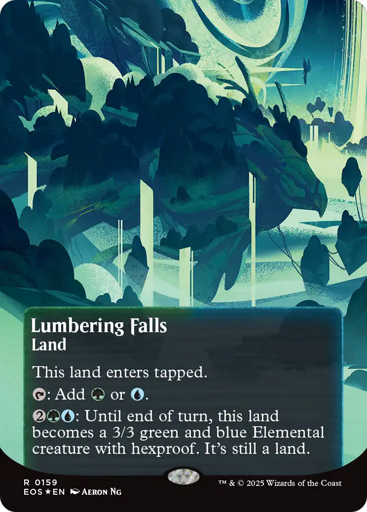 Lumbering Falls (0159) (Borderless) (Galaxy Foil) [Edge of Eternities: Stellar Sights] | The CG Realm
