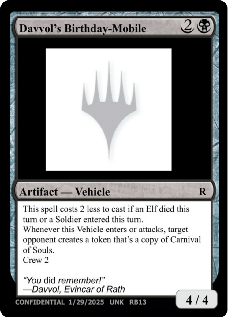 Davvol's Birthdaymobile (-) - Un-Known Event Playtest Cards
