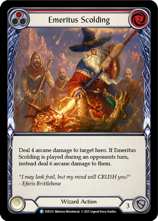 Emeritus Scolding (Red) [EVR125] (Everfest)  1st Edition Rainbow Foil | The CG Realm