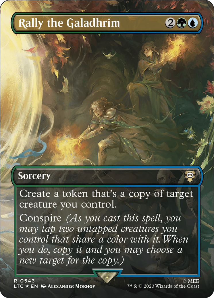 Rally the Galadhrim (Borderless) (Surge Foil) [The Lord of the Rings: Tales of Middle-Earth Commander] | The CG Realm