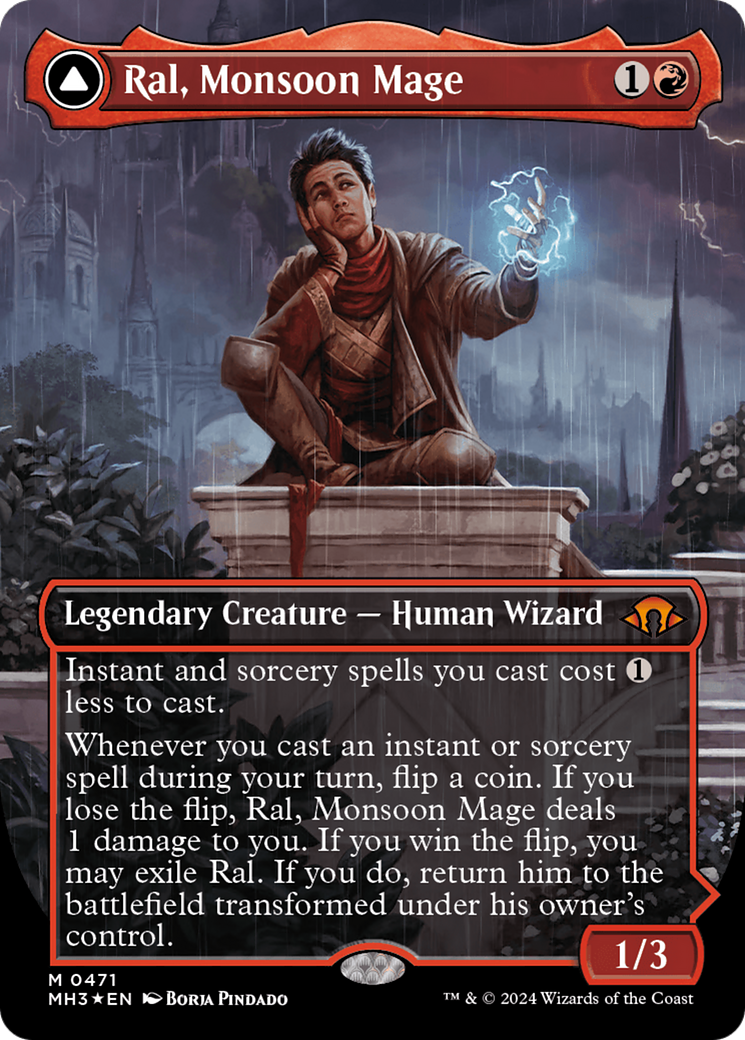 Ral, Monsoon Mage (Borderless) (Textured Foil) (MH3-471) - Modern Horizons 3 Foil