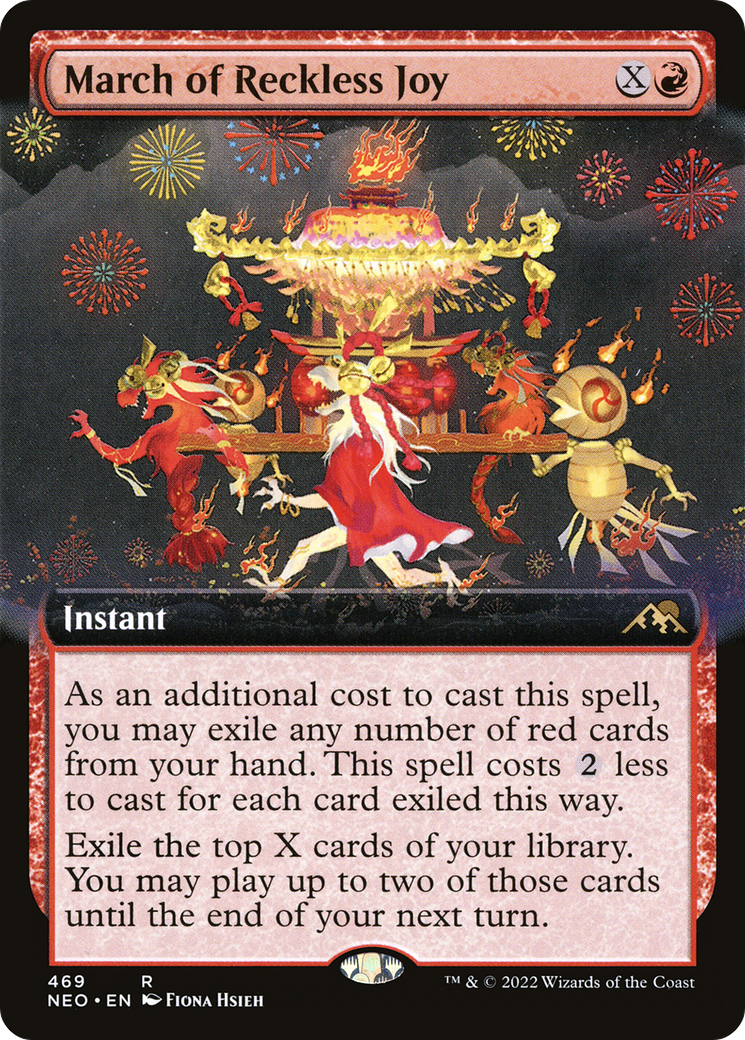 March of Reckless Joy (Extended Art) (NEO-469) - Kamigawa: Neon Dynasty: (Extended Art)