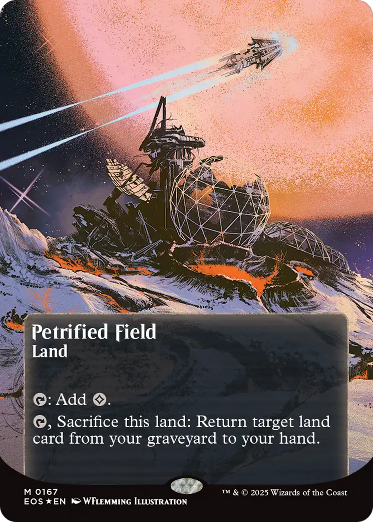Petrified Field (0167) (Borderless) (Galaxy Foil) [Edge of Eternities: Stellar Sights] | The CG Realm