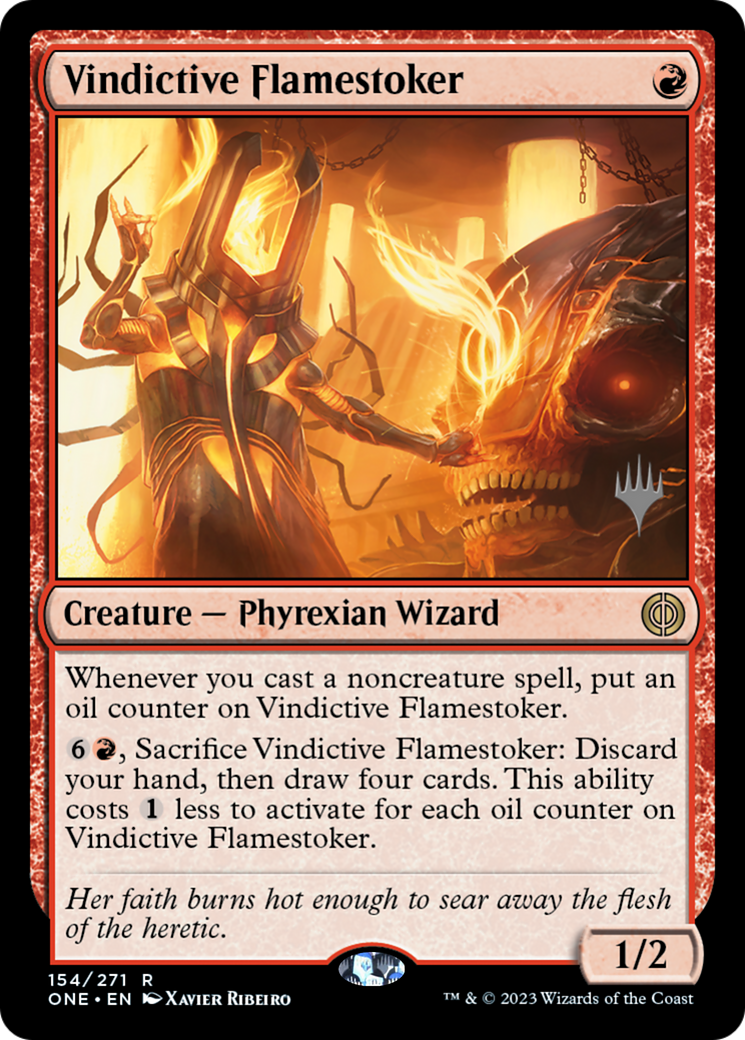 Vindictive Flamestoker (Promo Pack) [Phyrexia: All Will Be One Promos] | The CG Realm