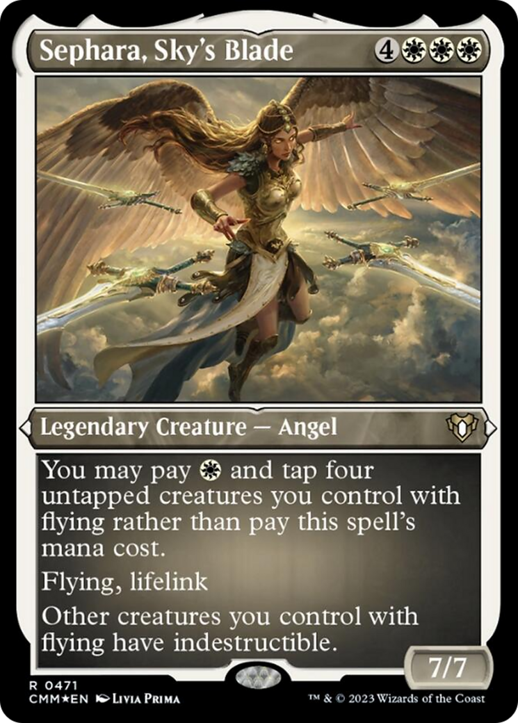 Sephara, Sky's Blade (Foil Etched) [Commander Masters] | The CG Realm