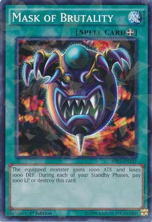 Mask of Brutality (Shatterfoil) (BP03-EN137) - Battle Pack 3: Monster League 1st Edition