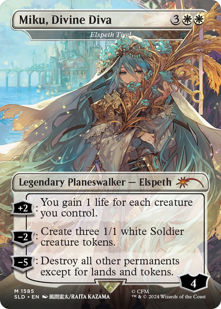 Miku, Divine Diva - Elspeth Tirel (SLD-1585) - Secret Lair Drop / Miku, Divine Diva (Borderless) Foil