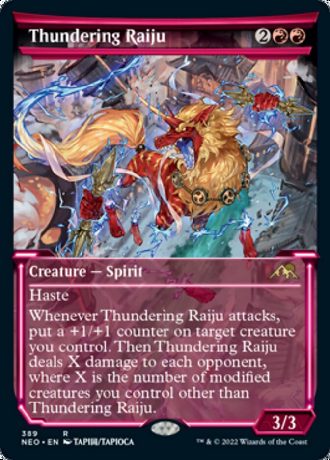 Thundering Raiju (Showcase Soft Glow) [Kamigawa: Neon Dynasty] | The CG Realm