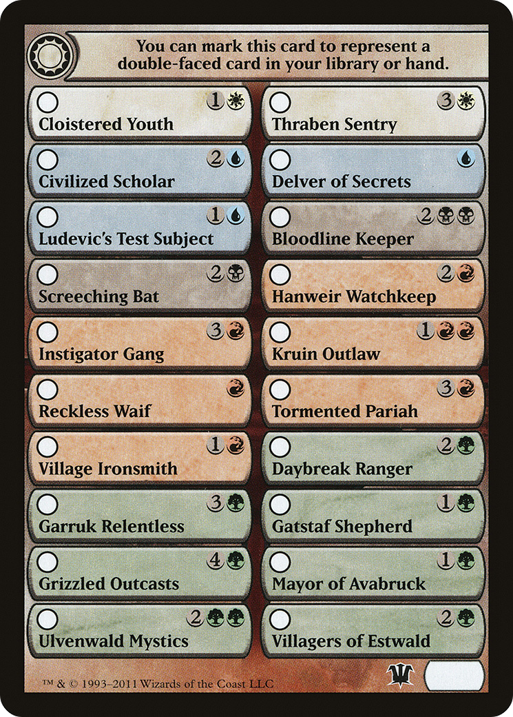 Checklist Card - Innistrad (ISD-013) - Innistrad Tokens