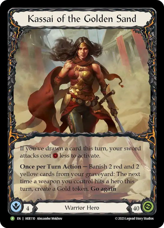 Kassai of the Golden Sand (Rainbow Foil) [HER110] (Promo)  Rainbow Foil | The CG Realm