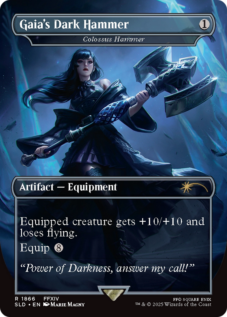 Gaia's Dark Hammer - Colossus Hammer (SLD-1866) - Secret Lair Drop / Gaia's Dark Hammer (Borderless) Foil