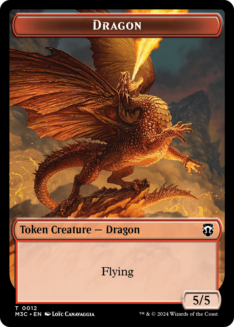 Dragon (Ripple Foil) // Copy Double-Sided Token (M3C-12 // 1) - Modern Horizons 3 Commander Foil