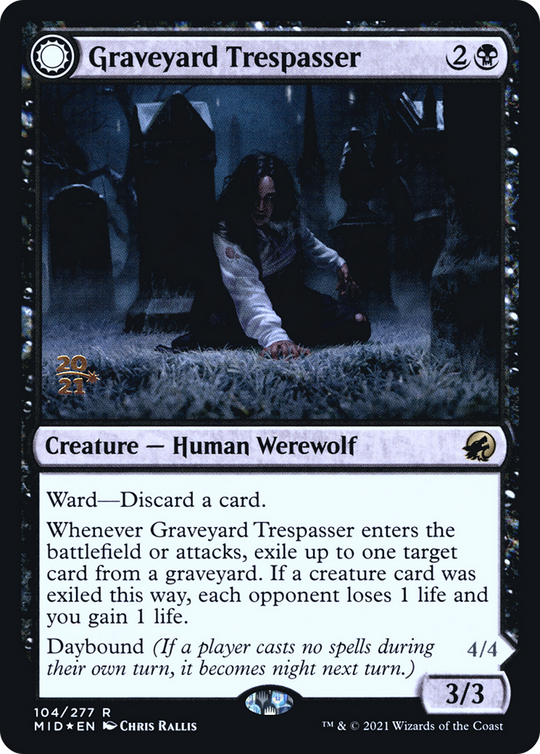 Graveyard Trespasser (PRE-104) - Innistrad: Midnight Hunt Promos: (Double Faced Transform) Foil