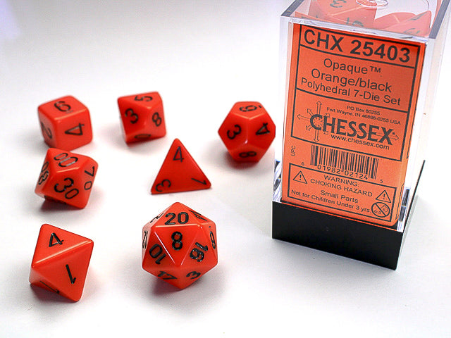 OPAQUE 7-DIE SET ORANGE/BLACK | The CG Realm