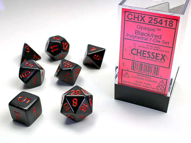 OPAQUE 7-DIE SET BLACK/RED | The CG Realm