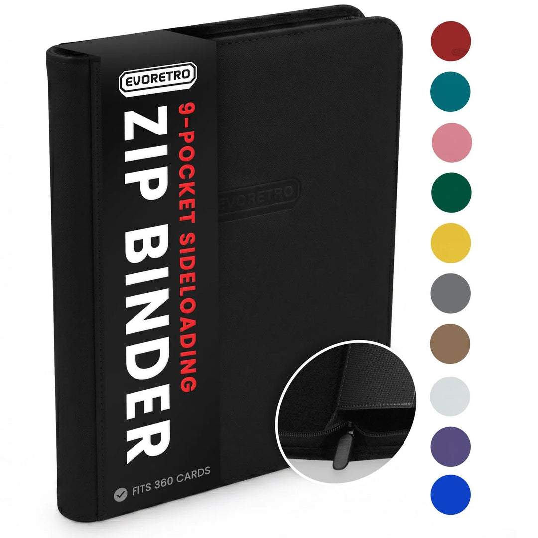 EVORETRO 9-Pocket Zip-Up Trading Card Zipper Binder for 360 cards BLACK