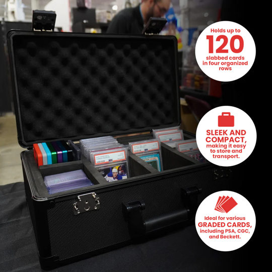 ER EVORETRO XL GRAY ALUMINUM GRADED CARD STORAGE BOX 4 ROWS TSA LOCK GOOD FOR 120 CARDS | The CG Realm