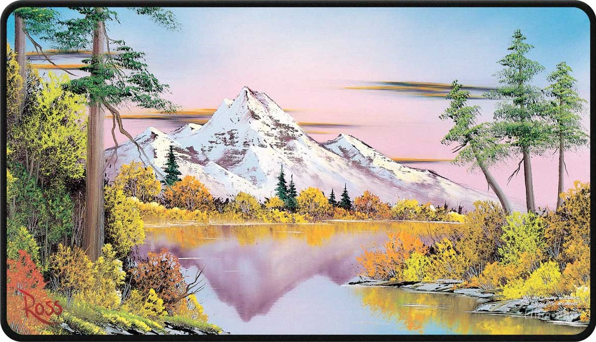 UP PLAYMAT BOB ROSS MIGHTY MOUNTAIN LAKE BLACK STITCHED | The CG Realm