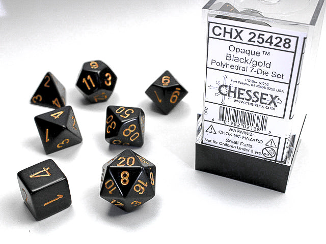 OPAQUE 7-DIE SET BLACK/GOLD | The CG Realm