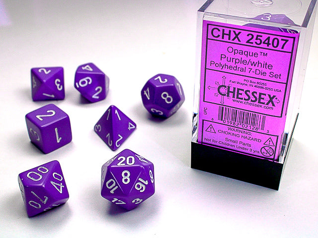 OPAQUE 7-DIE SET PURPLE/WHITE | The CG Realm