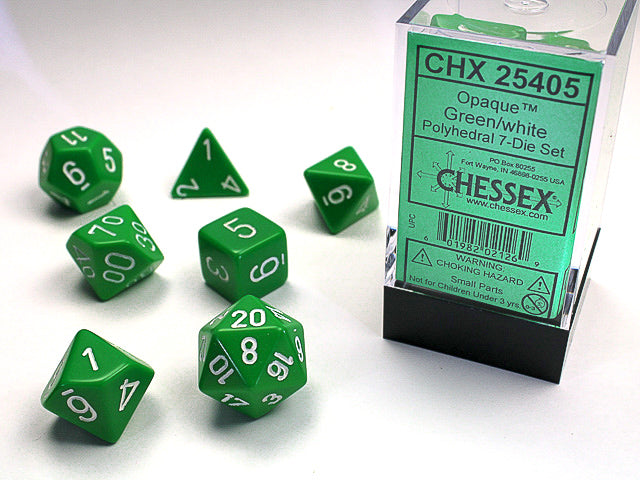 OPAQUE 7-DIE SET GREEN/WHITE | The CG Realm