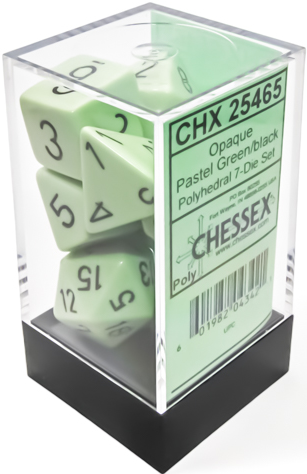 OPAQUE 7-DIE SET POLYHEDRAL PASTEL GREEN/BLACK | The CG Realm