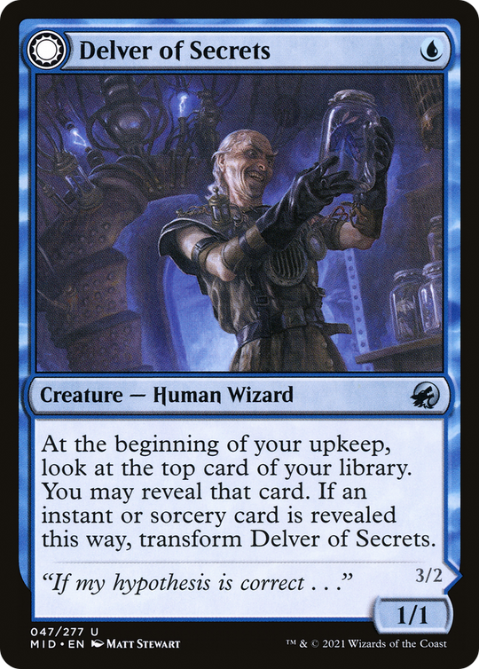 Delver of Secrets (MID-047) - Innistrad: Midnight Hunt: (Double Faced Transform)