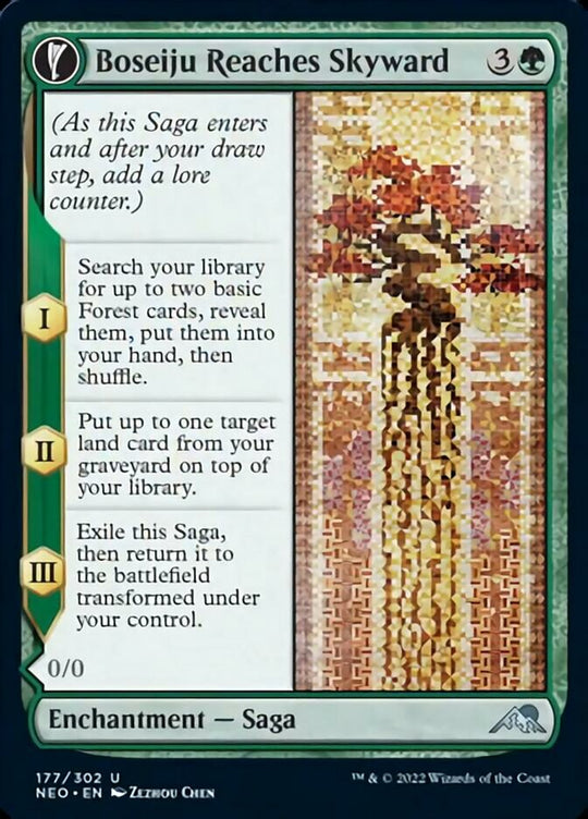 Boseiju Reaches Skyward (NEO-177) - Kamigawa: Neon Dynasty: (fandfc, enchantment)