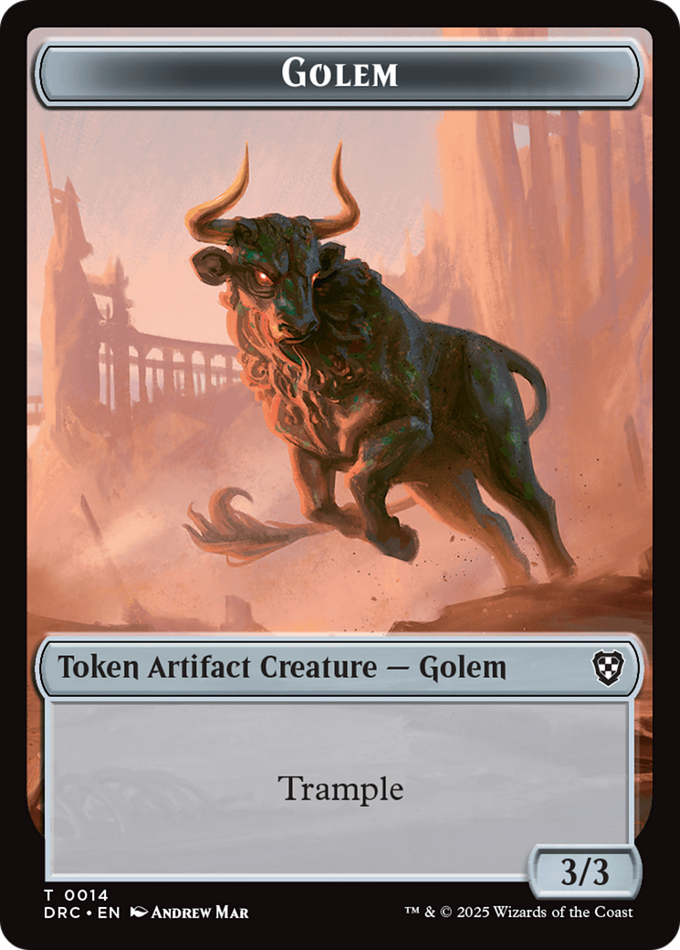 Golem (0014) // Golem (0015) Double-Sided Token (DRC-14 // 15) - Commander: Aetherdrift Foil