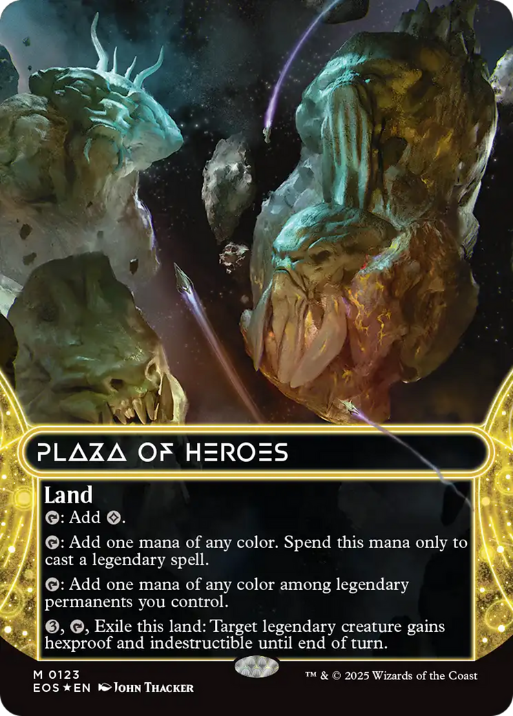 Plaza of Heroes (0123) (Borderless) (Galaxy Foil) [Edge of Eternities: Stellar Sights] | The CG Realm