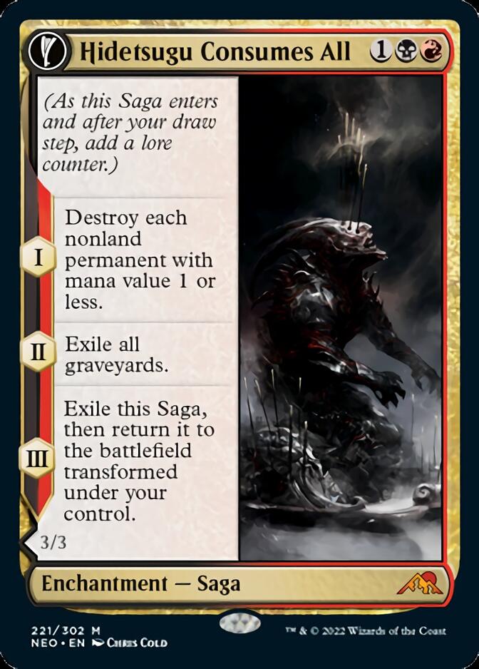 Hidetsugu Consumes All (NEO-221) - Kamigawa: Neon Dynasty: (fandfc, enchantment)