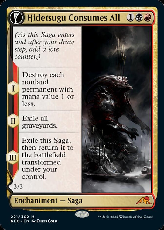 Hidetsugu Consumes All (NEO-221) - Kamigawa: Neon Dynasty: (fandfc, enchantment)