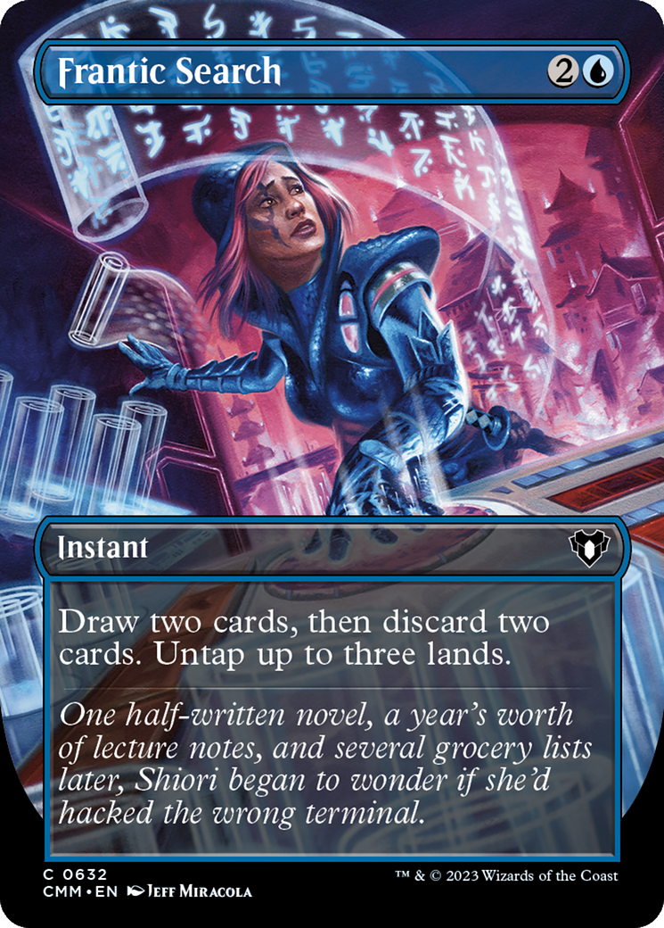 Frantic Search (Borderless Alternate Art) [Commander Masters] | The CG Realm