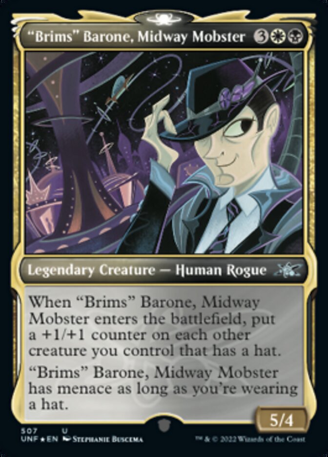"Brims" Barone, Midway Mobster (Showcase) (Galaxy Foil) [Unfinity] | The CG Realm
