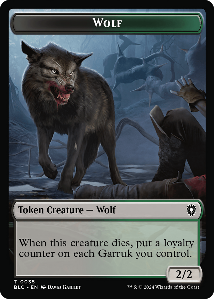Human Soldier // Wolf (0035) Double-Sided Token (BLC-7 // 35) - Bloomburrow Commander Tokens