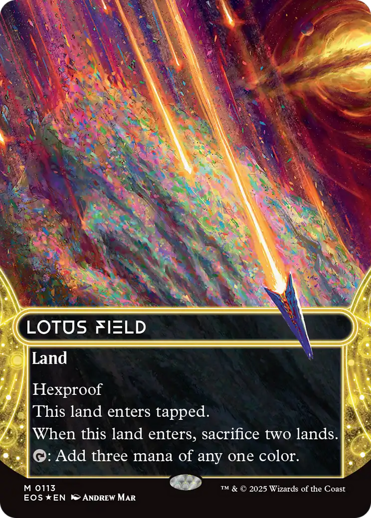 Lotus Field (0113) (Borderless) (Galaxy Foil) [Edge of Eternities: Stellar Sights] | The CG Realm