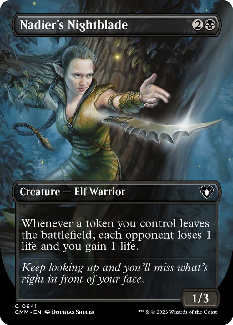 Nadier's Nightblade (Borderless Alternate Art) [Commander Masters] | The CG Realm