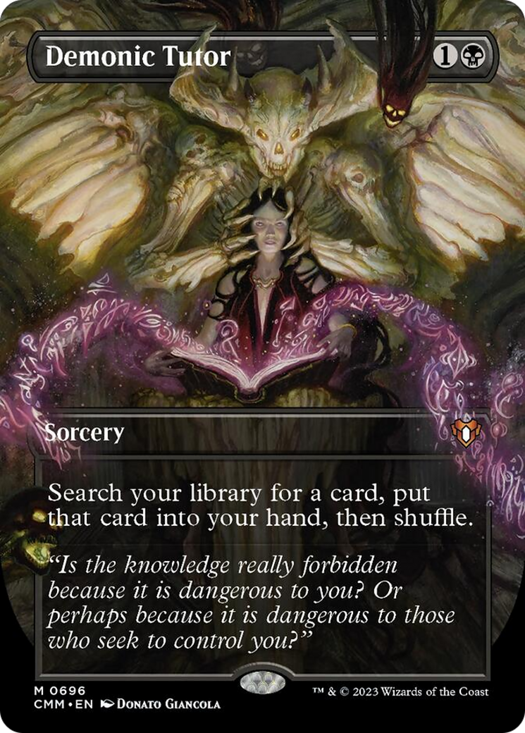 Demonic Tutor (Borderless Alternate Art) [Commander Masters] | The CG Realm