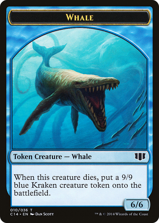 Whale // Zombie (Blue) Double-sided Token (C14-010) - Commander 2014 Tokens