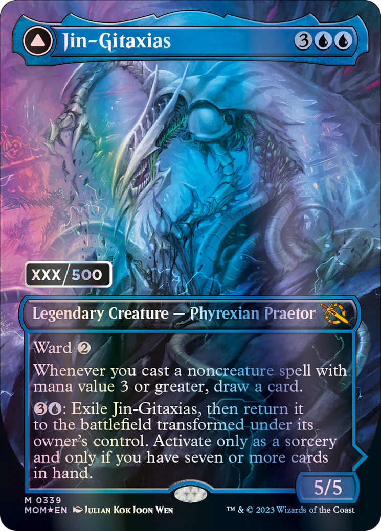 Jin-Gitaxias (Serial Numbered) (MOM-339) - March of the Machine (Borderless) Foil