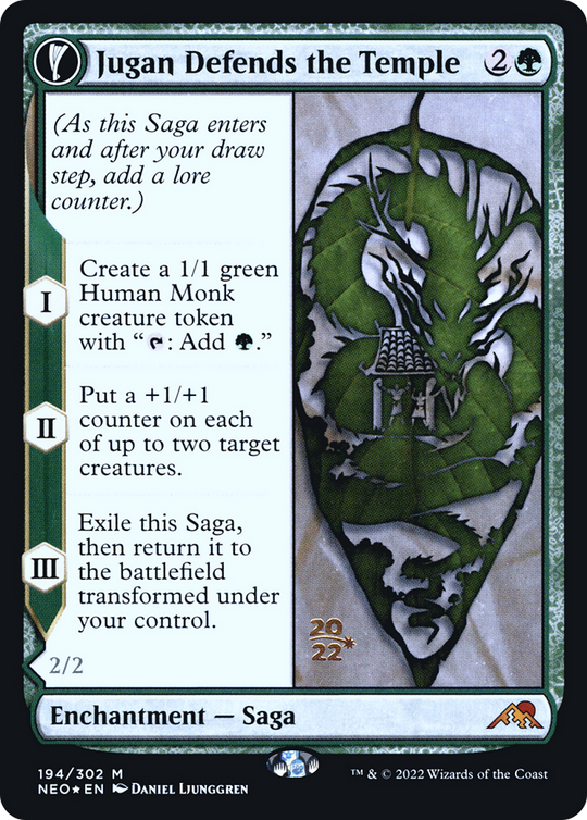 Jugan Defends the Temple (PRE-194) - Kamigawa: Neon Dynasty Promos: (fandfc, enchantment) Foil