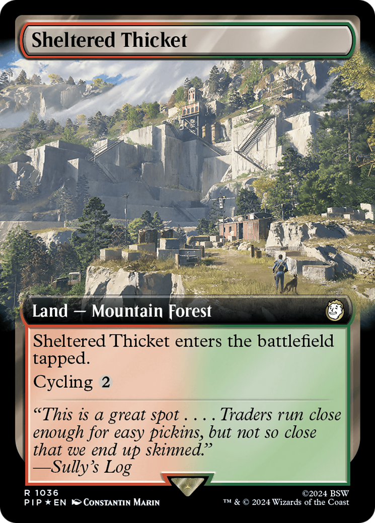 Sheltered Thicket (Extended Art) (Surge Foil) [Fallout] | The CG Realm