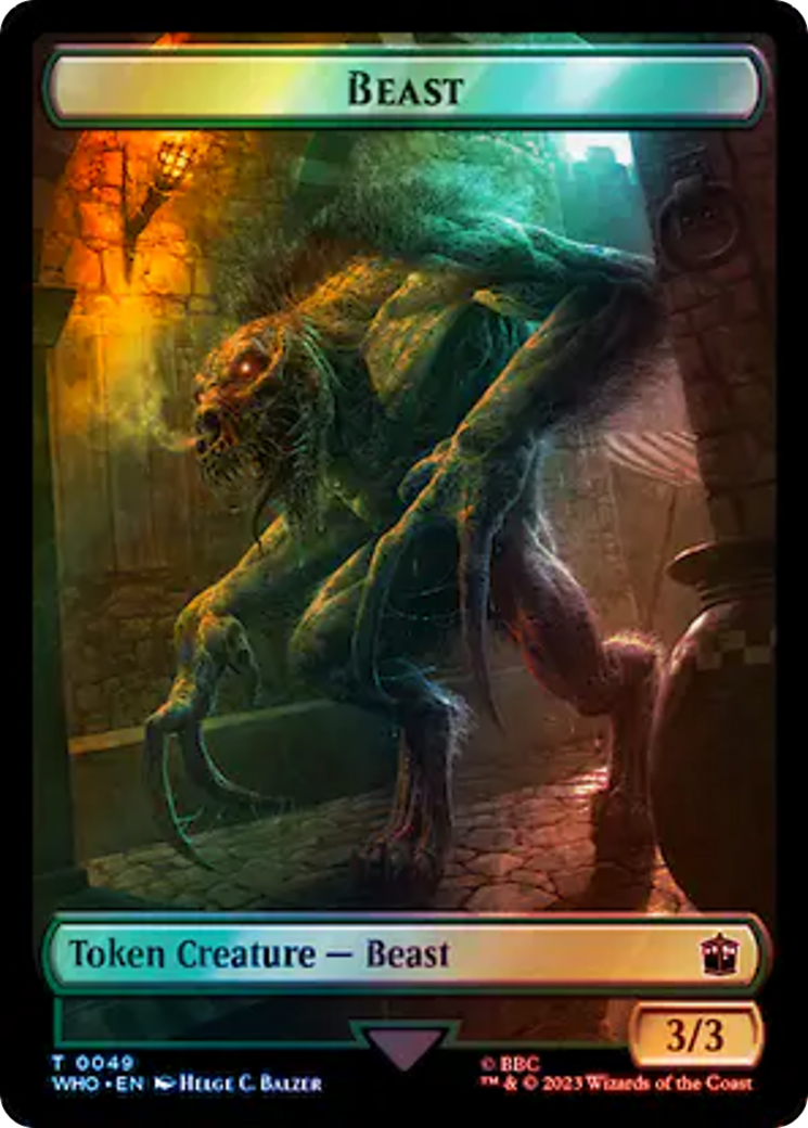 Warrior // Beast (0049) Double-Sided Token (Surge Foil) (WHO-41 // 49) - Universes Beyond: Doctor Who Foil
