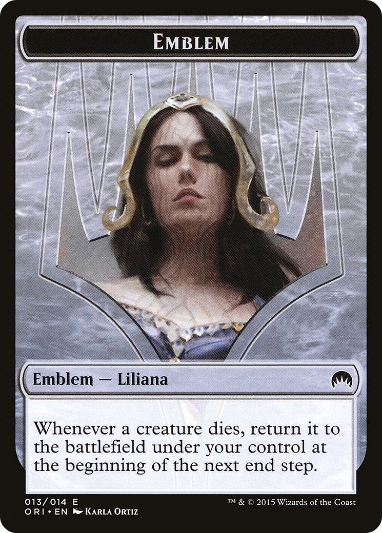 Emblem - Liliana, Defiant Necromancer (ORI-013) - Magic Origins Tokens