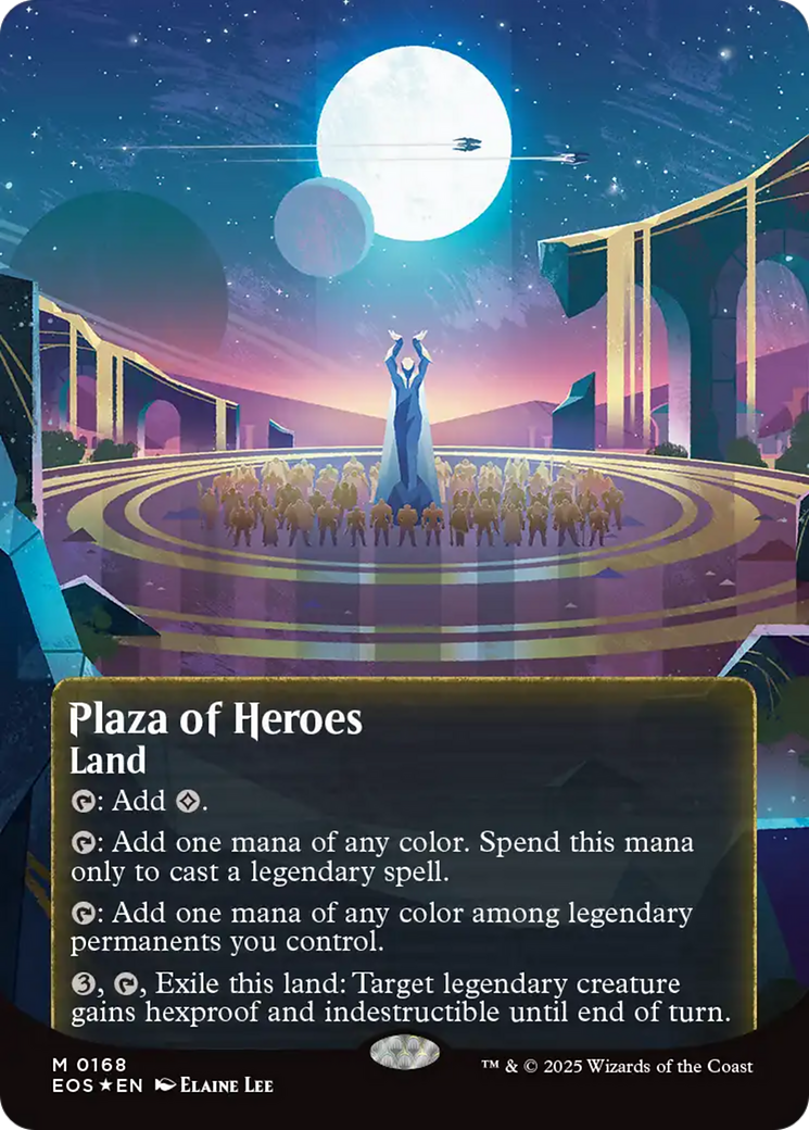 Plaza of Heroes (0168) (Borderless) (Galaxy Foil) [Edge of Eternities: Stellar Sights] | The CG Realm