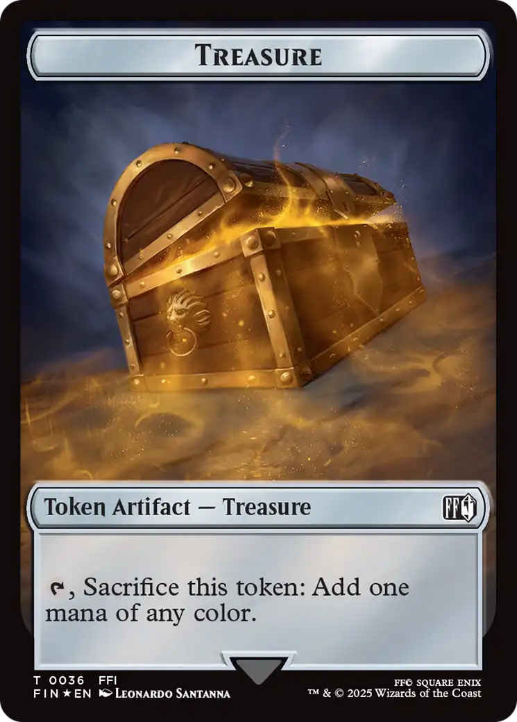 Moogle (0034) // Treasure (0036) Double-Sided Token (Surge Foil) (FIN-34 // 36) - FINAL FANTASY Foil