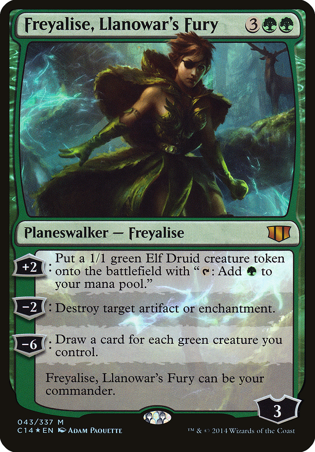Freyalise, Llanowar's Fury (Commander 2014) (OVER-043) - Commander 2014 Oversized Foil