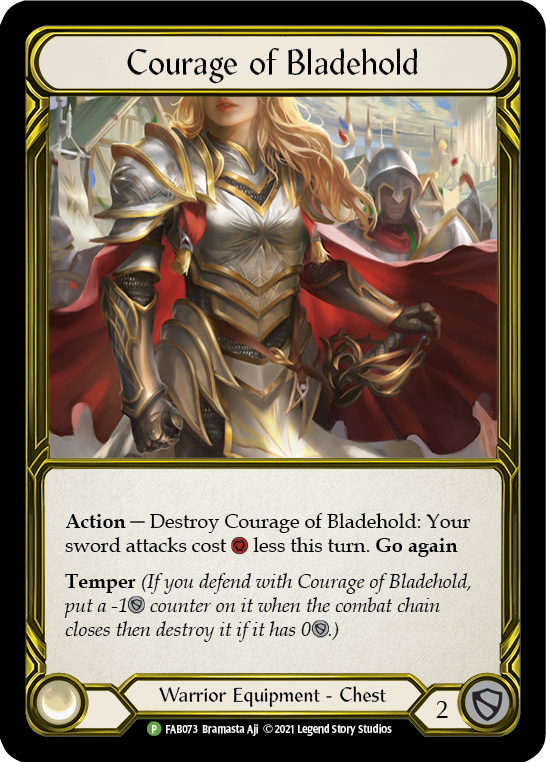 Courage of Bladehold (Golden) [FAB073] (Promo)  Cold Foil | The CG Realm